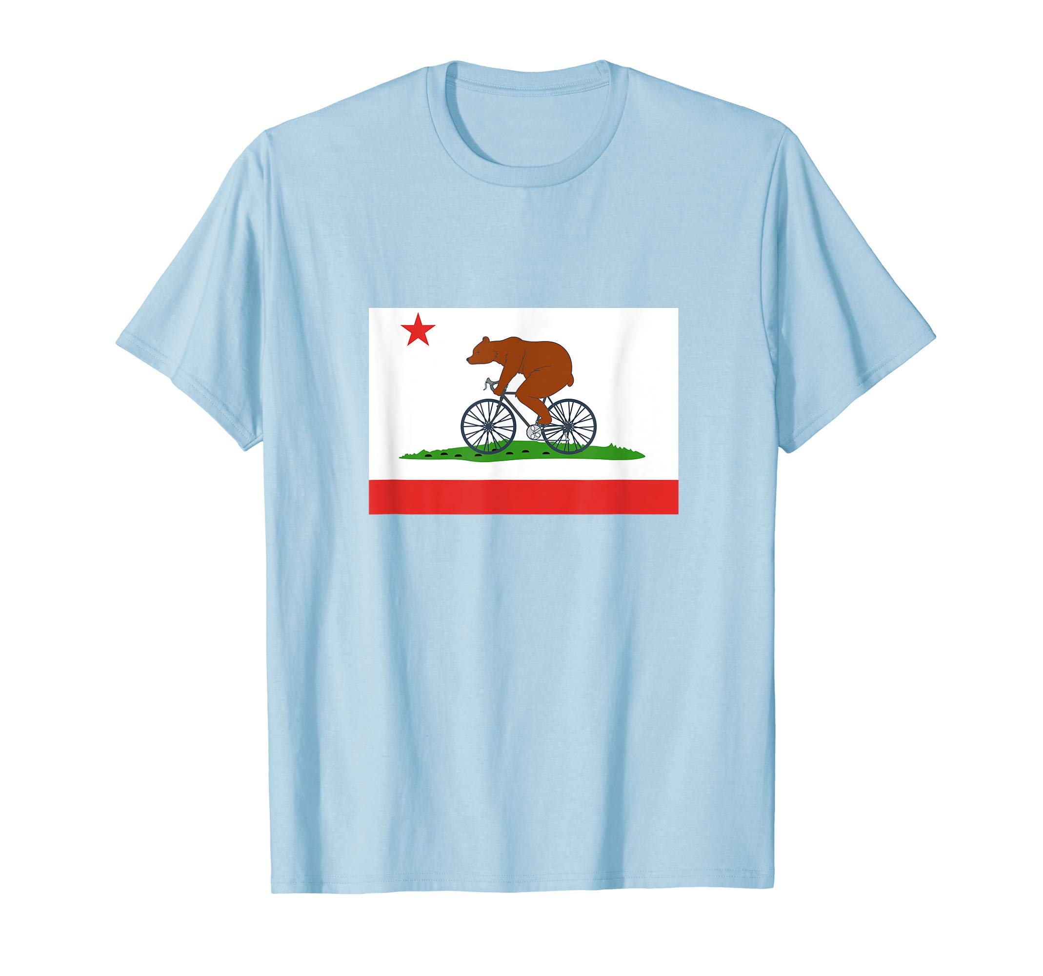 Pedal Forever - CA Cycling Shirts for CyclistsCalifornia Bear on a Bike T-Shirt - California Flag Tee