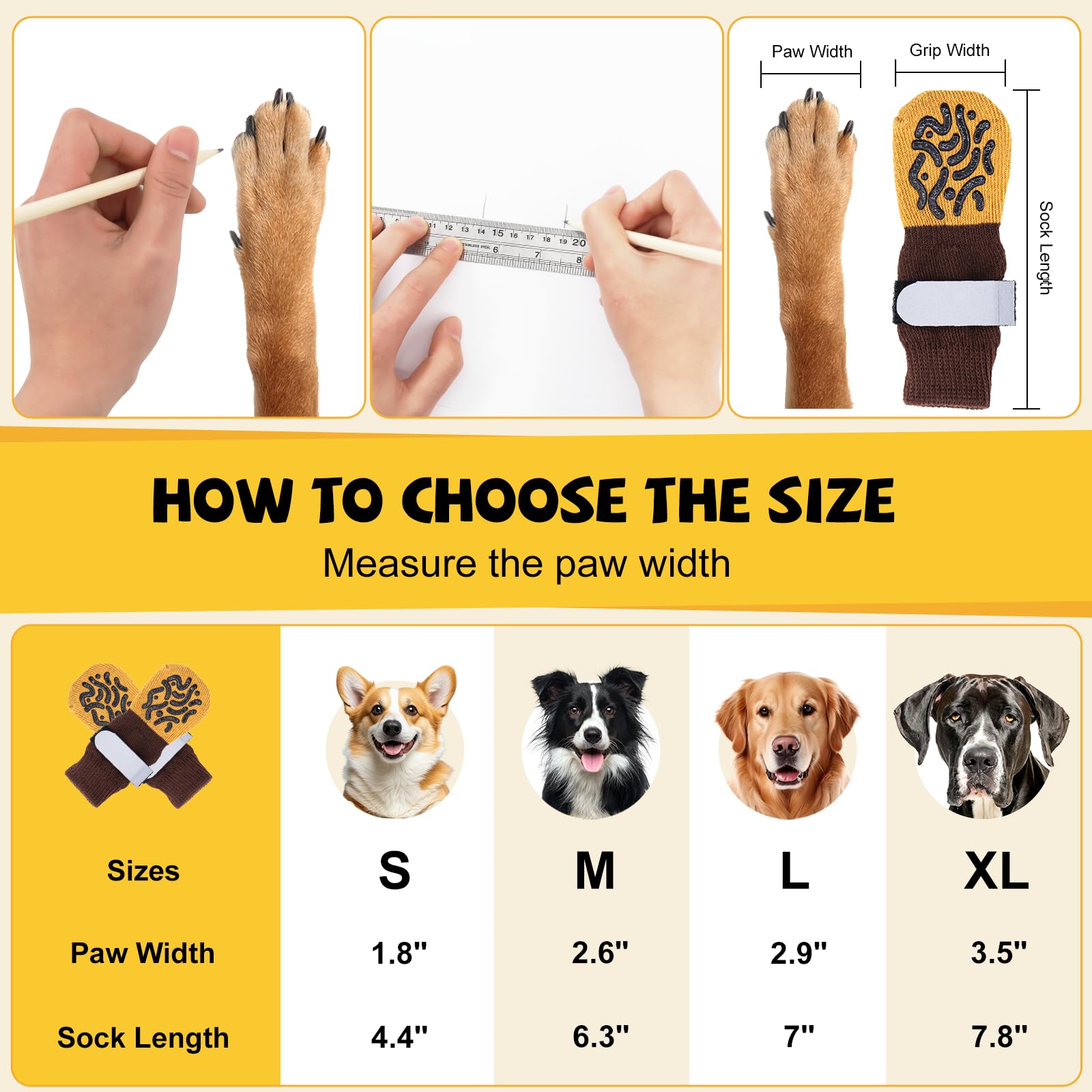 Newthinking 2 Pair Dog Socks Paws Stop Licking, Anti Slip Dogs Socks with Grips and Adjustable Strap - Image 2