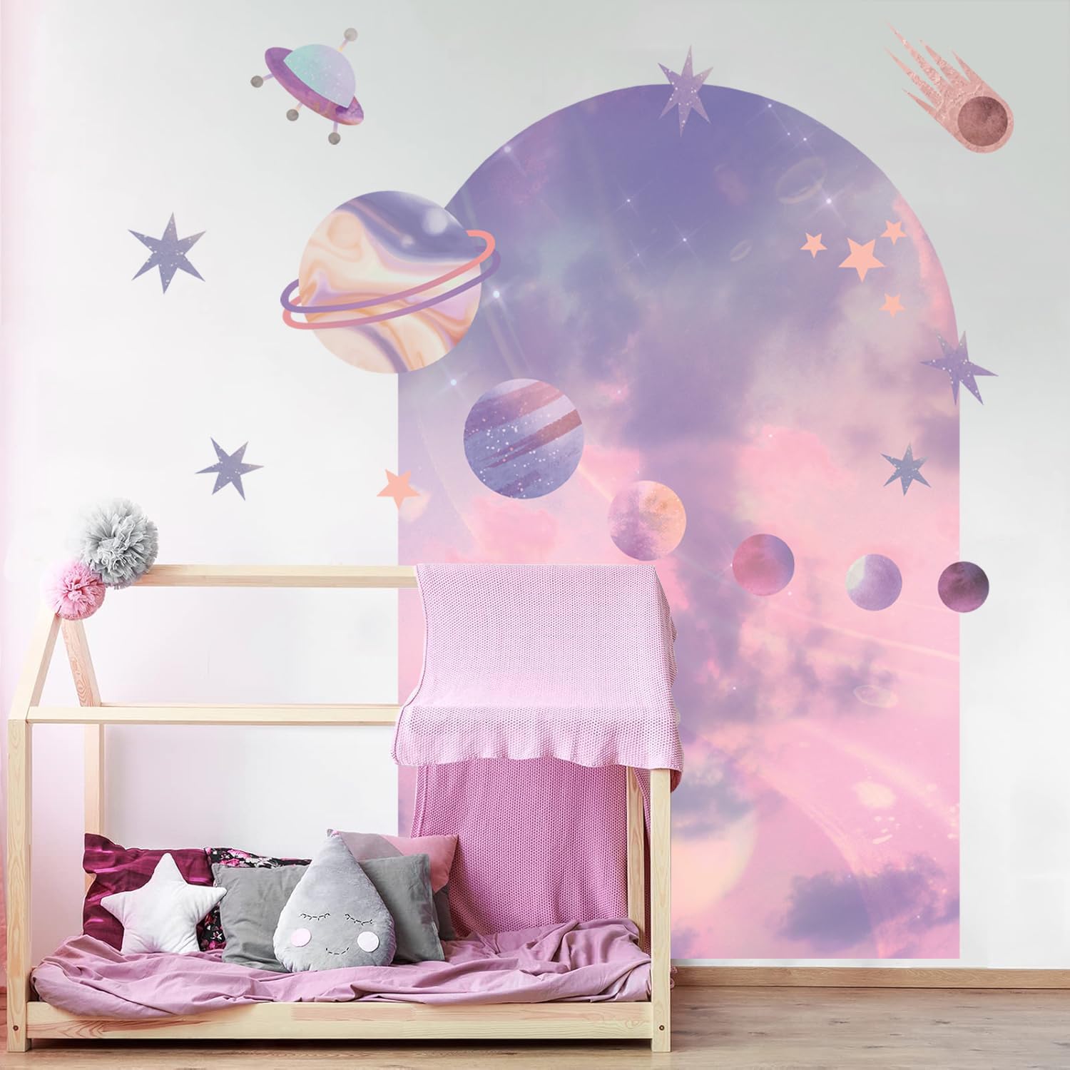 TOARTi Large Boho Arch Wall Art Decal Girls Bedroom Wall Sticker Vinyl Peel and Stick Fantasy Color Wall Decal for Nursery Headboard Living Room Nursery Office Home Decor - Image 4