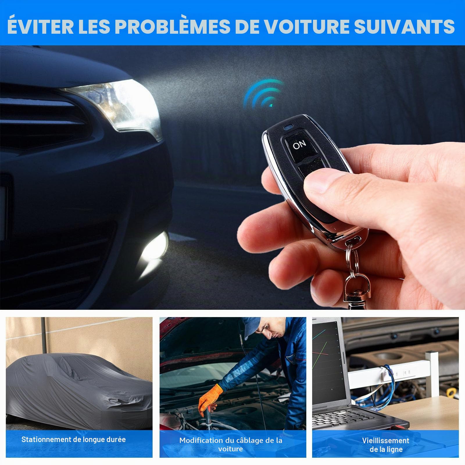 Coupe-circuit sans fil pour voiture télécommandé, 12V, 240A, interrupteur coupe-batterie antivol, arrêt automatique, protection de batterie 12V pour voiture, VR, VTT, camion