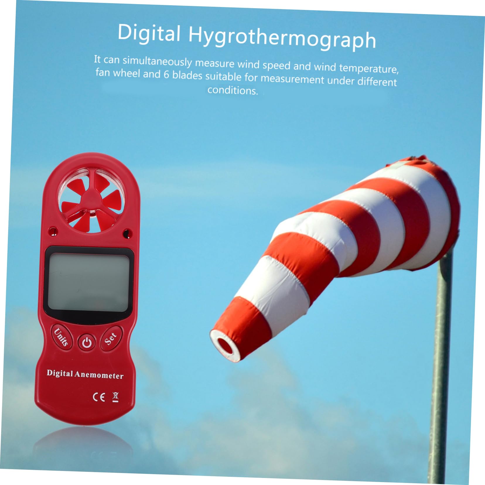 ULTECHNOVO 1pezzi Mini Anemometro Portatile Con Hygrotermometro Misuratore Del Vento e Umidità Per e Facile Usare Batteria