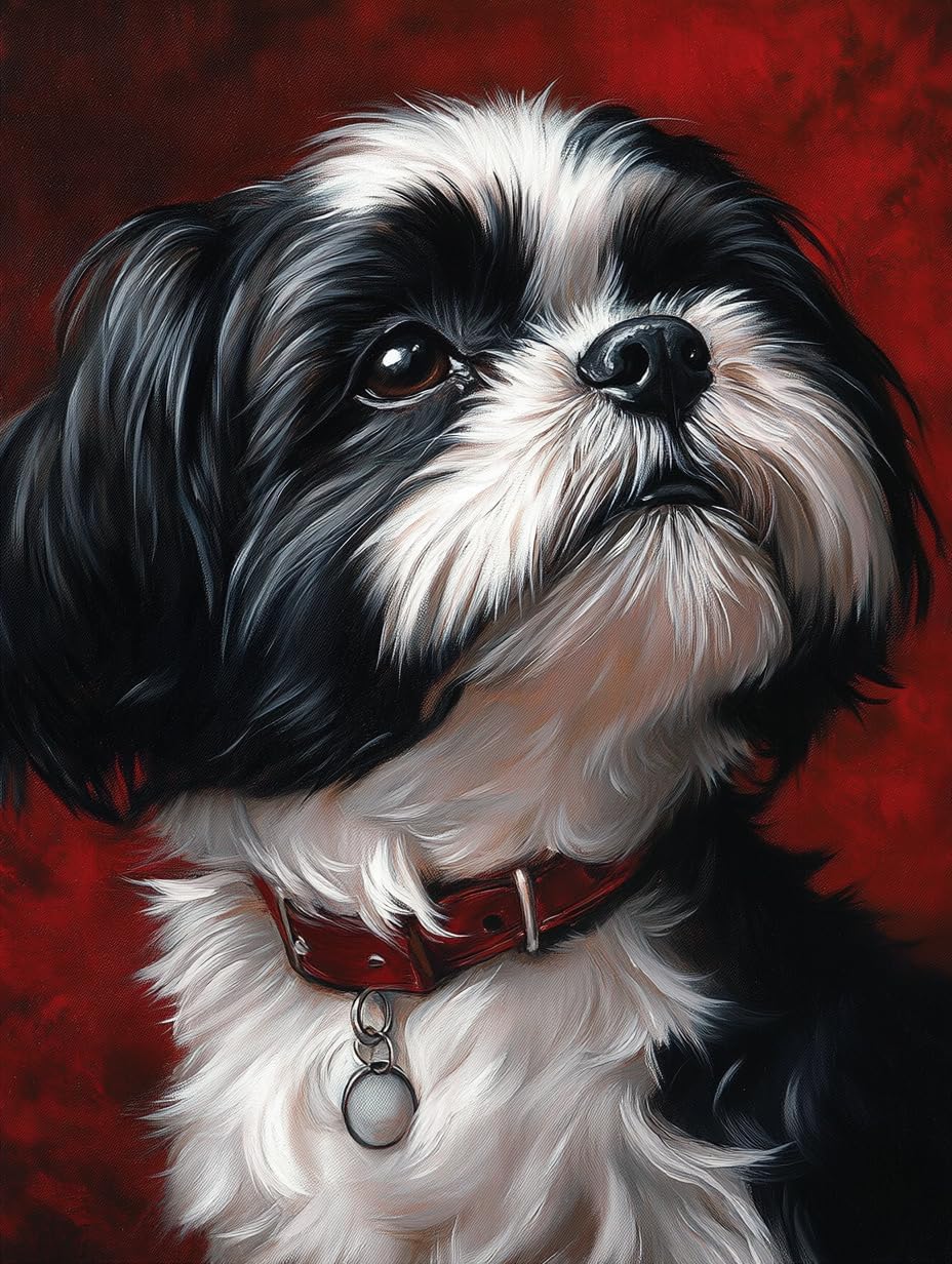 DIY Shih Tzu Dog Diamond Painting 12x16 Inch, Full Round Drill Kits Mosaic Art for Adults Relax & Home Wall Decor Festival Gift 859