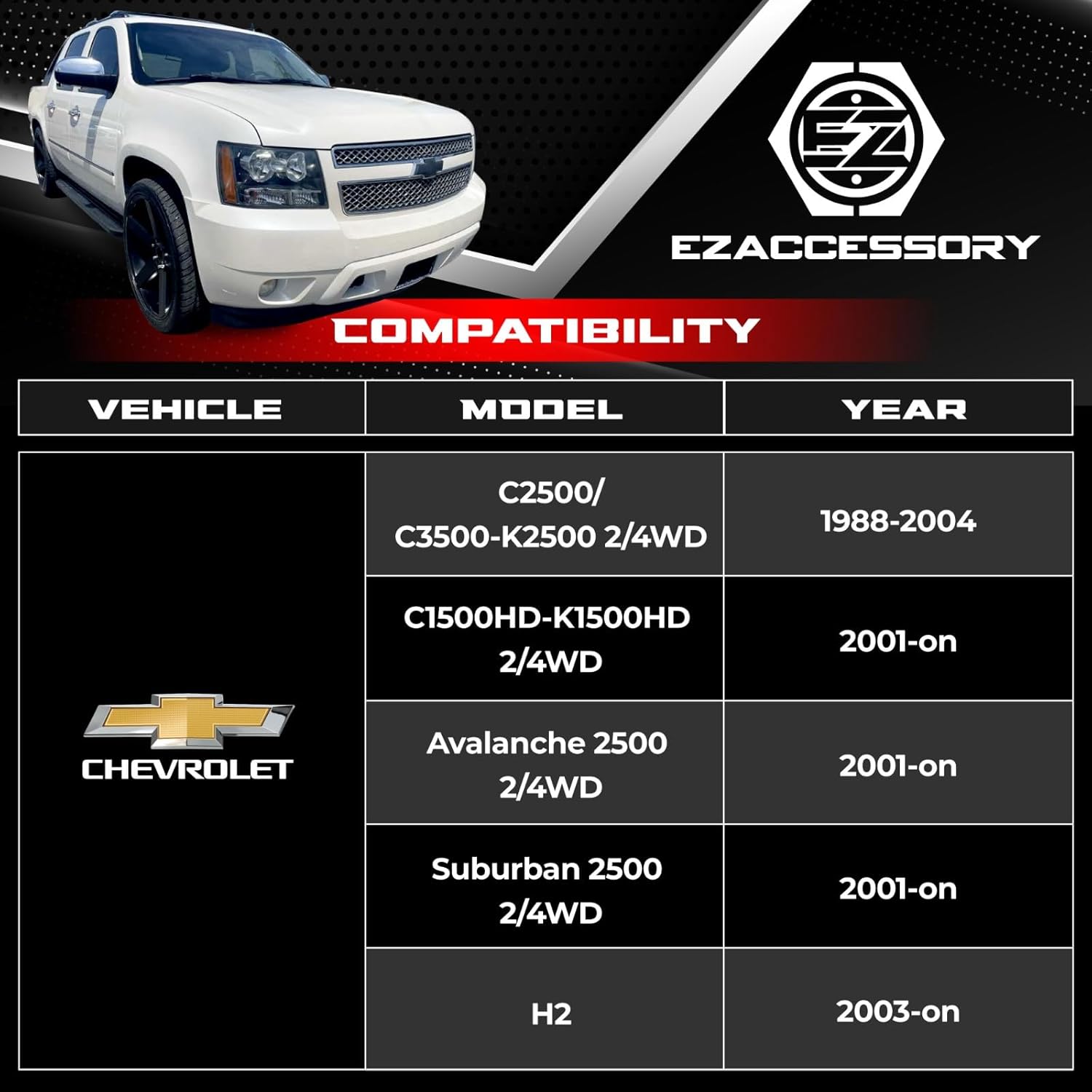 ezaccessory 2 Wheel Adapters Spacers 8x6.5 to 8x6.5 | 8x165 to 8x165 | Fits Chevy GMC C2500/K2500 88-10 | 1" Thick 14x1.5 Studs