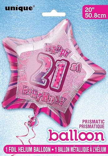 Miniatura 2 de Globo de 21 cumpleaños con estrella rosa brillante de 20 pulgadas