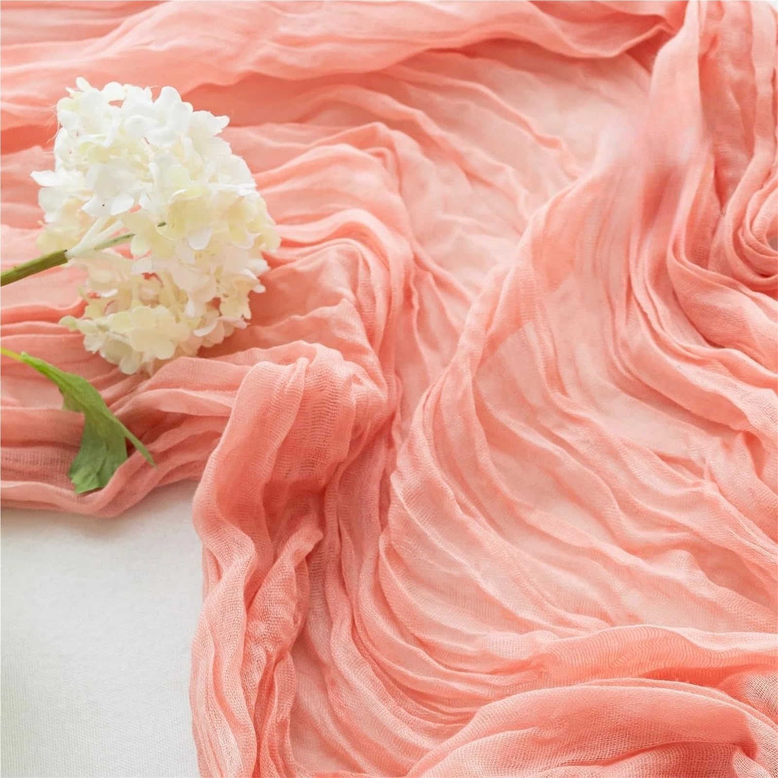 Camino de Mesa de Tela de Queso 6 uds 90x300cm Camino de Mesa Cheesecloth Tela Gasa rústico Puro Coral Boho Boda Nupcial decoración Pastel Fiesta
