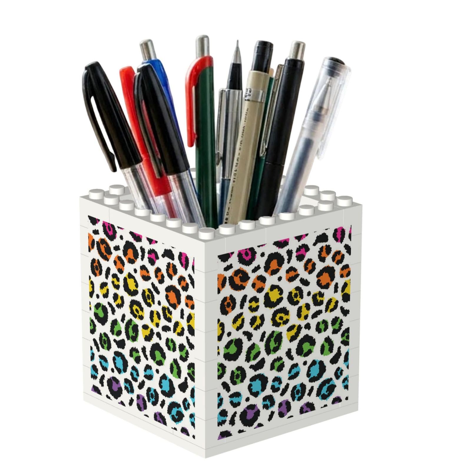 Poadnly Rainbow Leopard, Pen Pot Pencil Holder for Office Home School, Compact Desk Organiser for Office Stationery