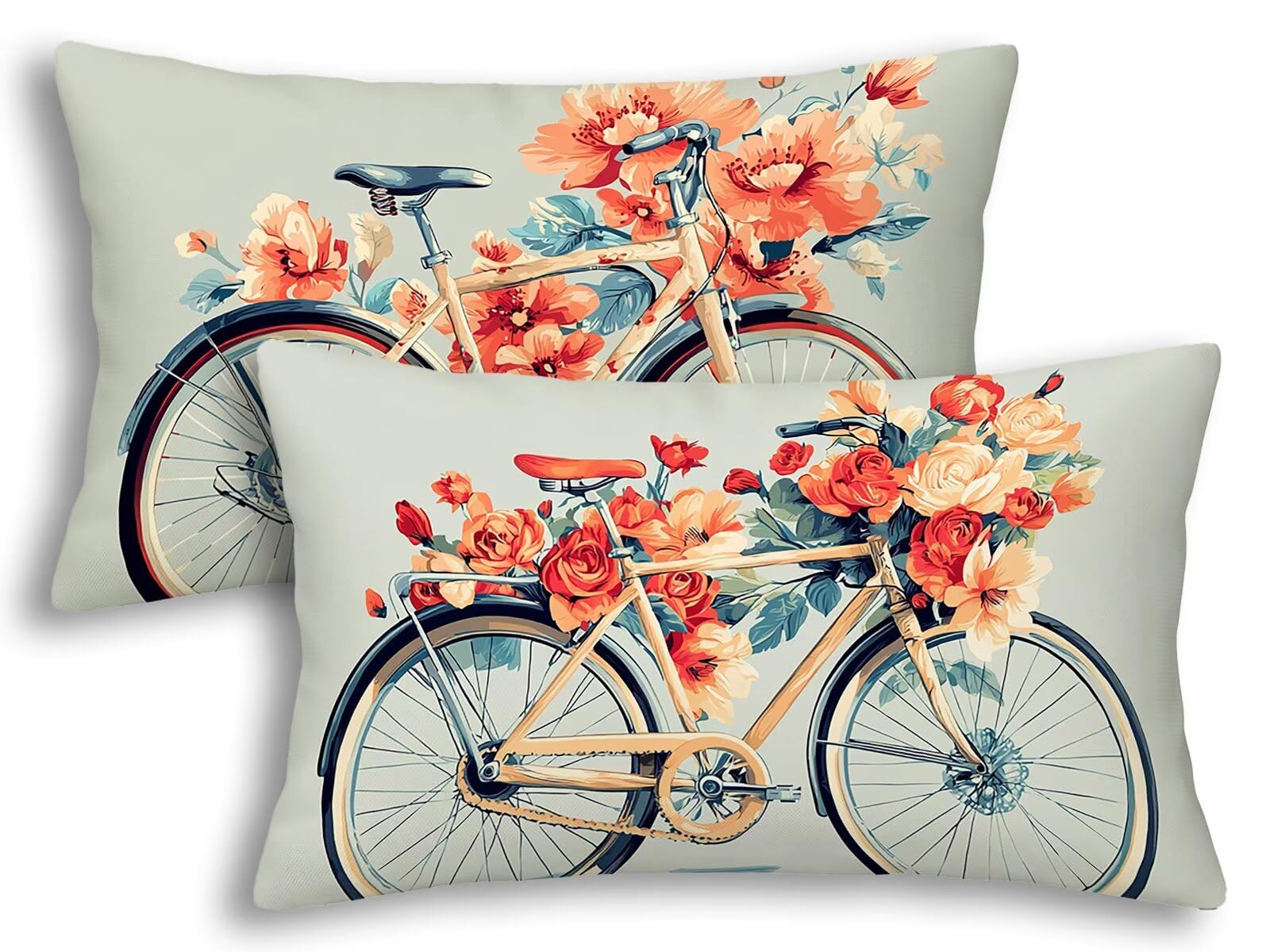 Fundas cojines exterior impermeables 40x60 con flores para decorar tu terraza en este juego de 2