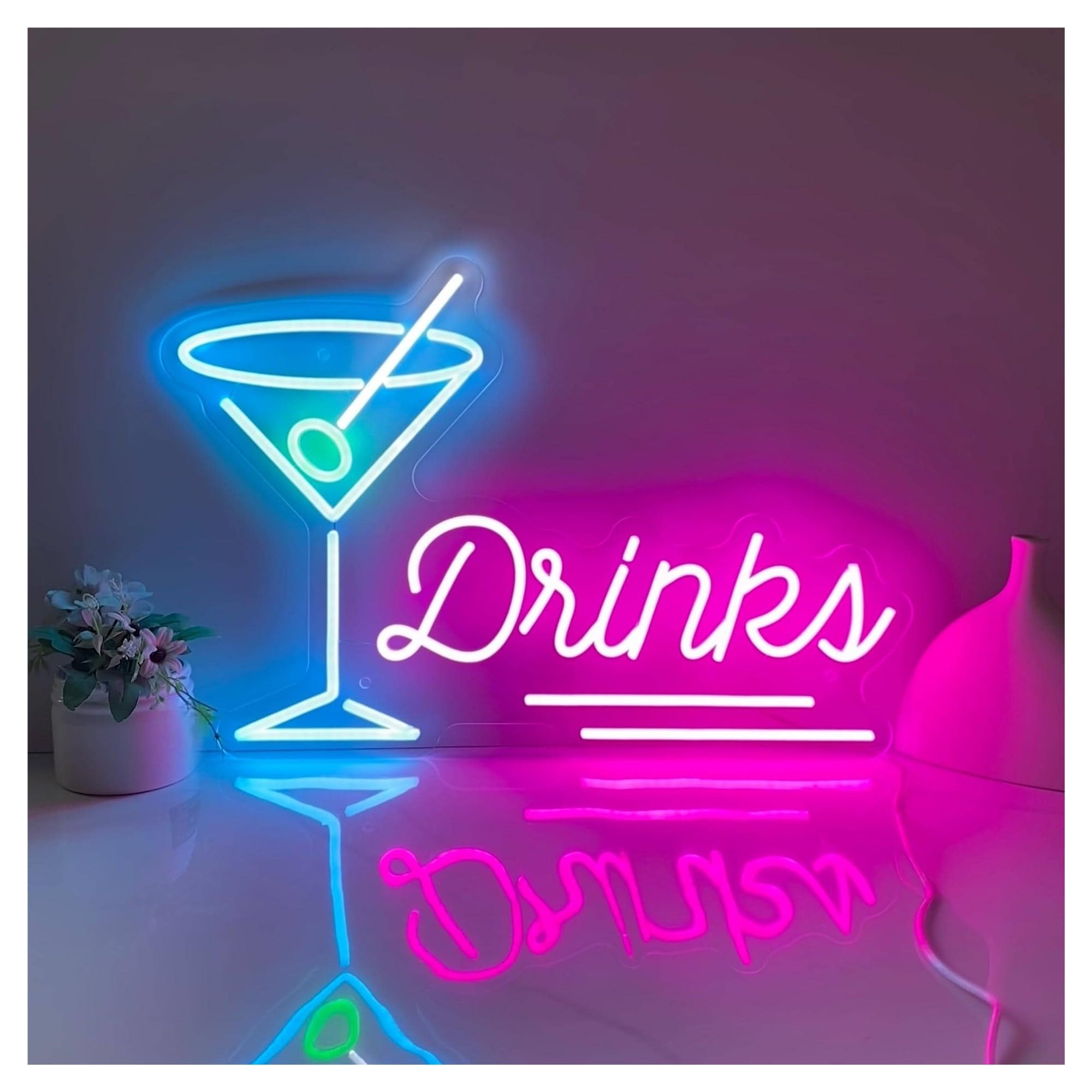 RONGCH Hanging Art Signs Drinks Neon Sign,Suitable for Cocktail Bar Party Wall Decor with Dimmable 28cmx40cm(A)