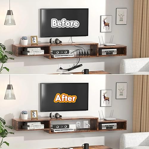 Miniatura 2 de Kit de gestión de cables de pared, soporte para TV y barra de sonido montada en la pared, kit de pared con taladro de sierra de agujero, gestión de