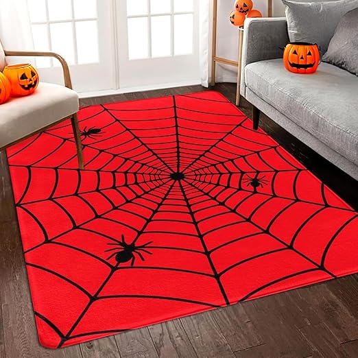 Amazon.com: Perfect Kicks Halloween Room Area Rug 5'x7' Spider Web Rug ...