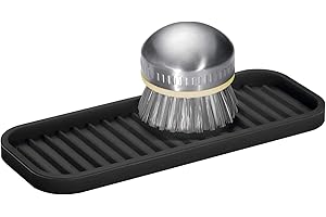 iDesign Lineo Silicone Kitchen Sink Tray for Sponges, Scrubbers, Soap, Stovetop Spoon Holder