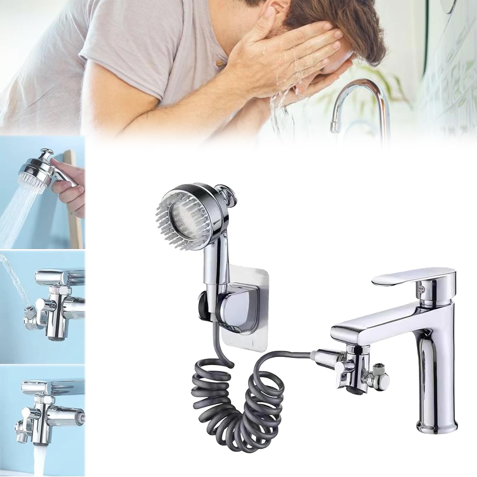 Robinet rotatif 360 multifonctions universel 3 en 1 avec pommeau de douche