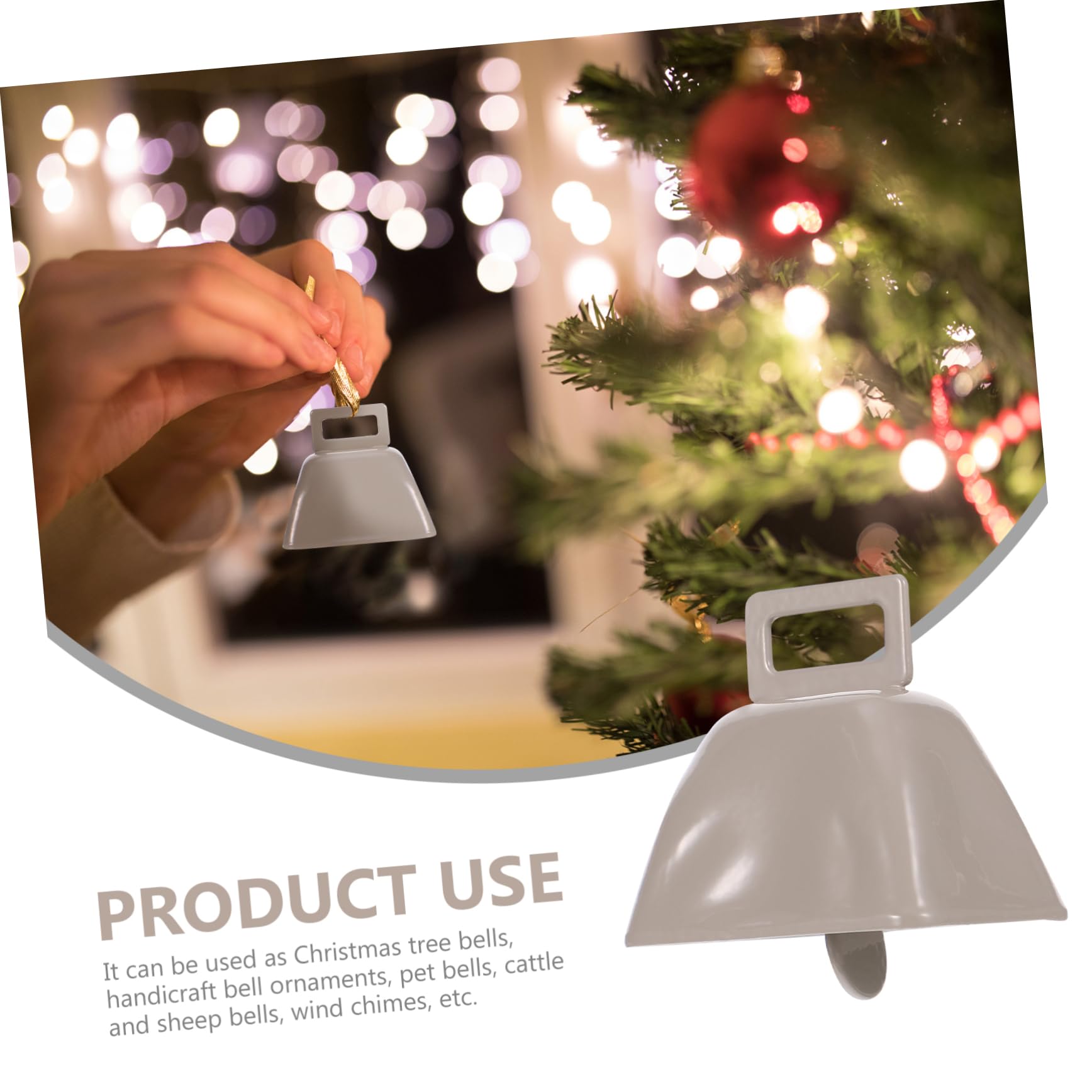 Mikikit 1set Square Bell Dog Bell Ring Gold Bells I Heard The Bells Chime Cow Bell Door Gate Vintage Bells Craft Bells Anti- Bells Cowbell Sheep Bell Pendant Hand Bells Collier 2pcs