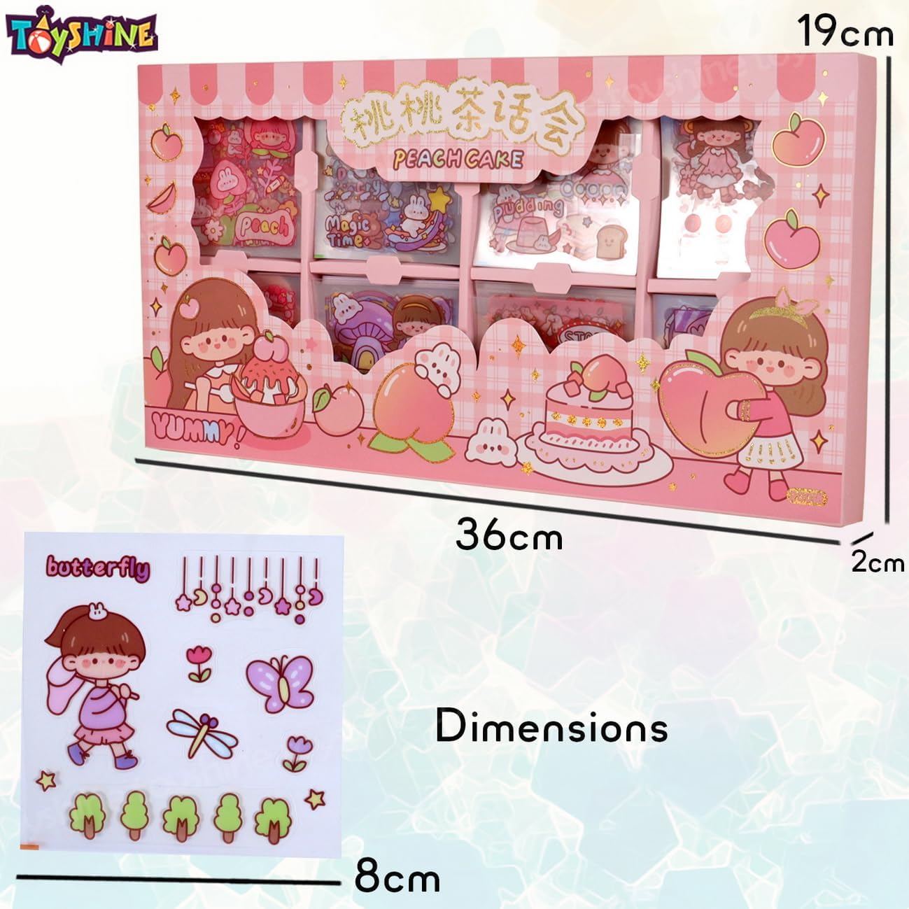 Toyshine 2000 adesivi impermeabili in vinile trasparente, adesivi kawaii Washi divertenti per bottiglia d'acqua, laptop, album di ritagli, diari, 200 fogli adesivi in scatola, regali per bambini,