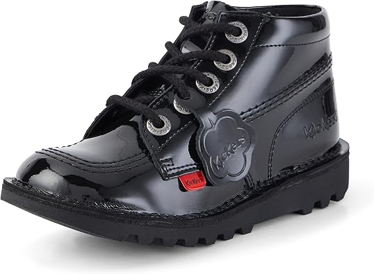 Kickers Kick Hi Zip J Black Patent 312 US Big Kid