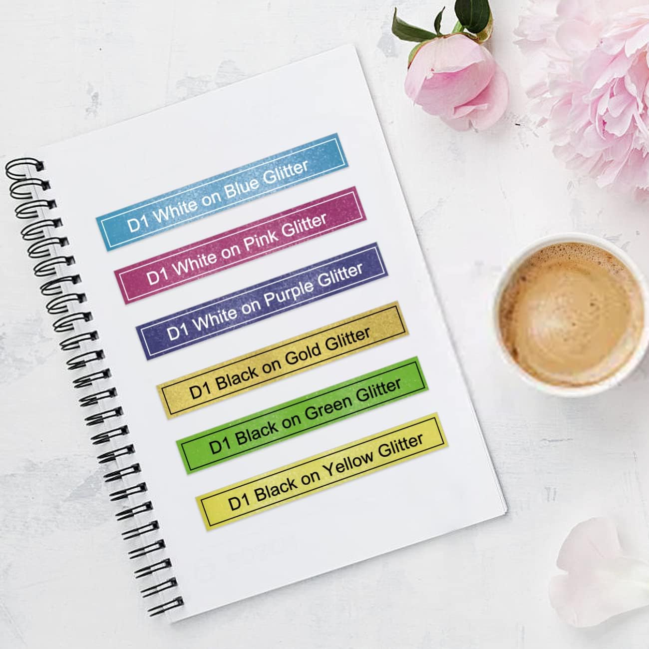 6 Pack Compatible with DYMO D1 COLORPOP! Label Tape Replacement for Dymo D1 Label Tape 12mm 0.47(Blue/Pink/Purple/Gold/Green/Yellow Glitter)for Dymo LabelManager 160 420P 280 360D PnP,Laminate - Image 3