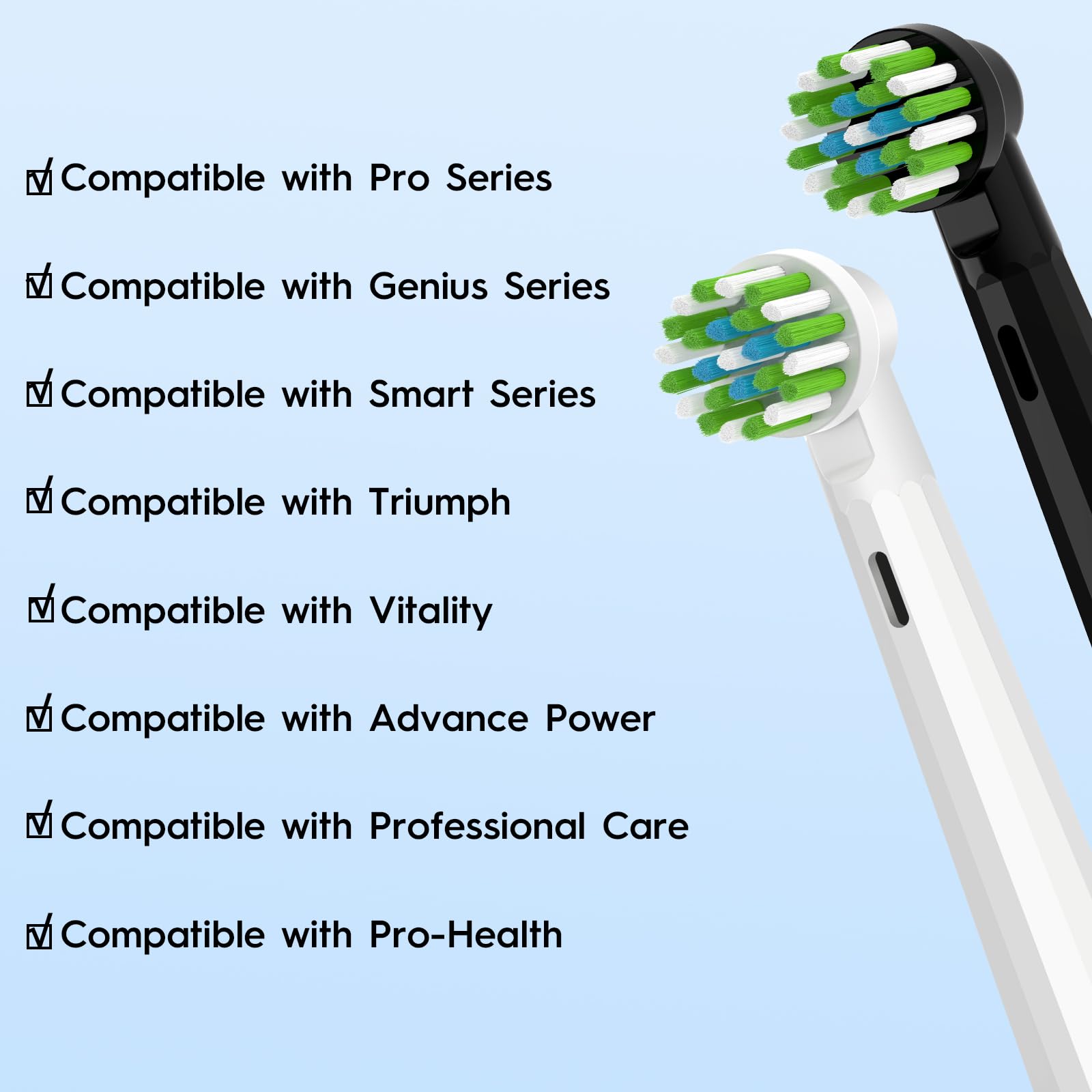 Testine di ricambio compatibili con spazzolino elettrico Braun Oral B Pro 1000, Genius X, Smart 1500, 12 testine di precisione compatibili con Oral B (nero)