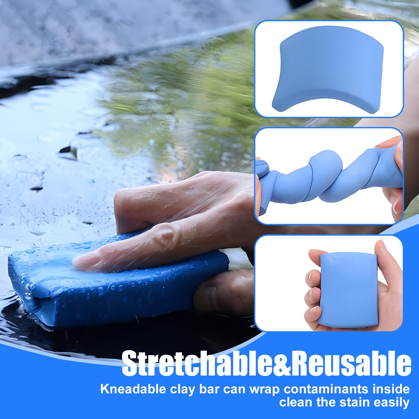 3 Piezas Barra De Arcilla De Coche,Arcilla Para Automóviles,Barra De Arcilla Limpiador De Autos,Limpiador De Barra De Arcilla Mágica,Arcilla Limpiadora Coches,Car Clay Para Detailing Coche