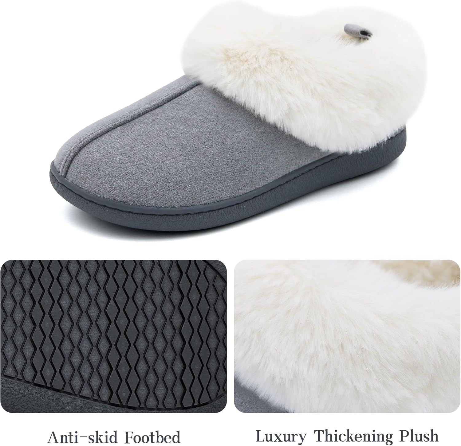 Jerzmy House Slippers for Women, Memory Foam Fuzzy Woman Slippers Suede Faux Fur with Arch Support Plush Lining Collar, Comfy Warm Winter Home Shoes for Indoor Outdoor - Image 4