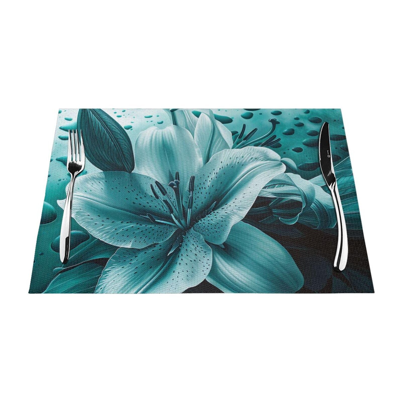 Sets de table en PVC pour repas de famille lavables bleu