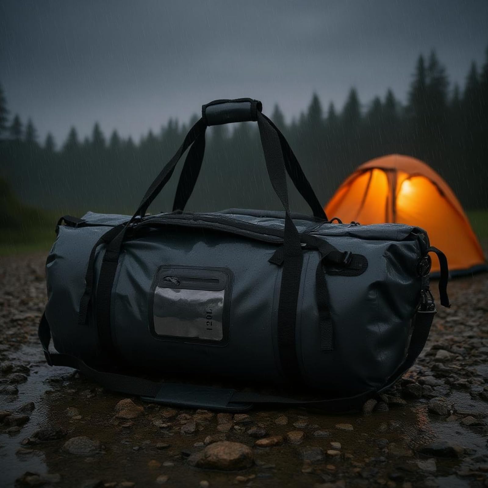 F Fityle Bolsa Estanca de Viaje Impermeable Mochila Maleta Saco Equipaje con Transporte como Mochila Superiores y Laterales PVC 500D y Cierre Enrollable, Negro, Negro