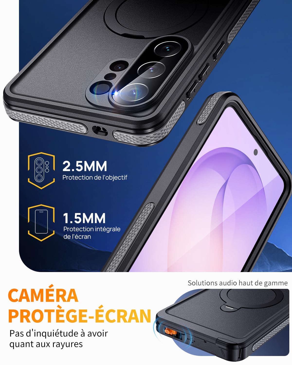 Coque pour Samsung S26 Ultra IP68 Étanche avec Support pour MagSafe | Intégrale Incassable Etui avec Protection Écran, Antipoussière Antichoc Waterproof Case pour Samsung Galaxy S26 Ultra, Noir