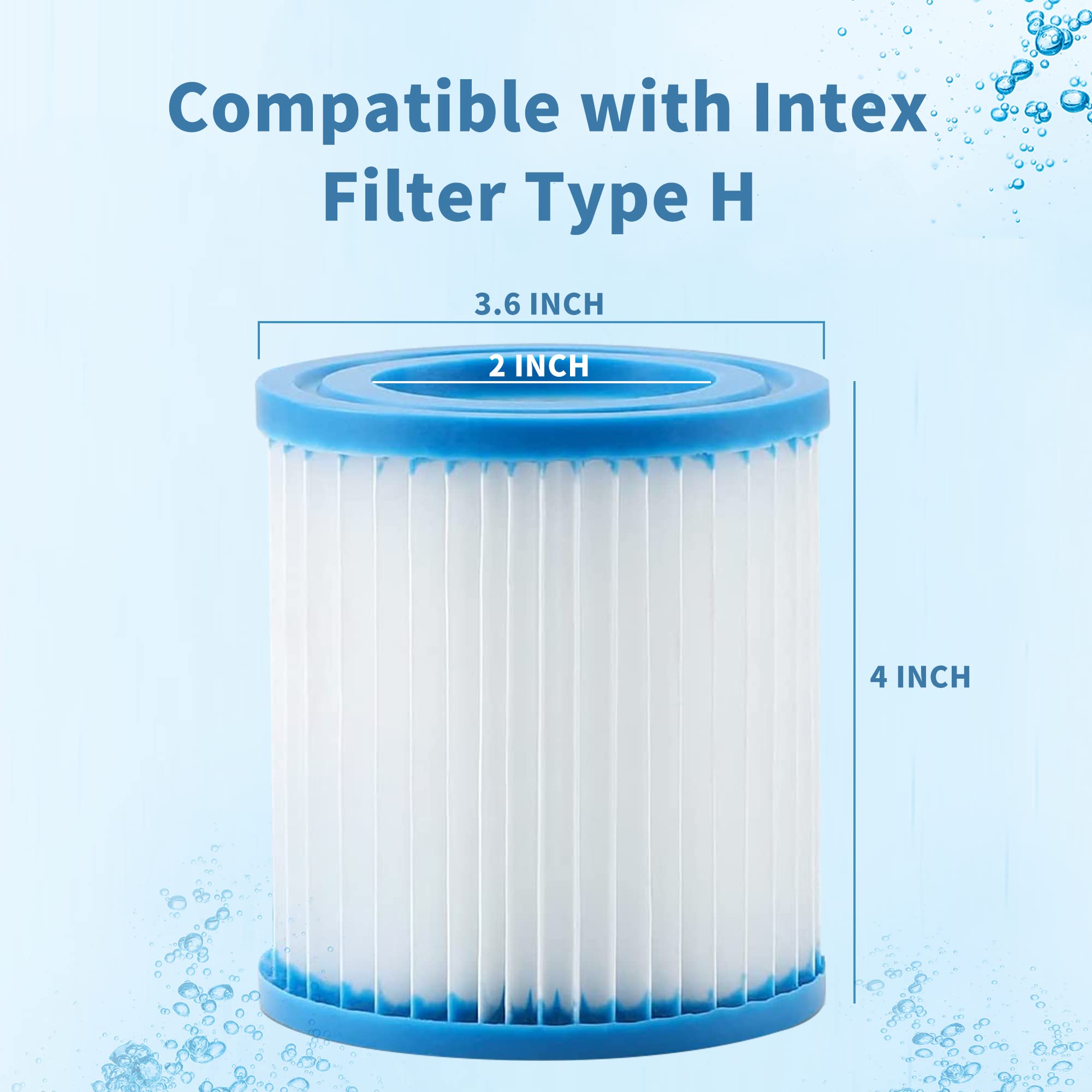 for Intex Pool Cartucho de Filtro Tipo H 29007 para Filtro Bombas 28601, 28602 (4 PCS)