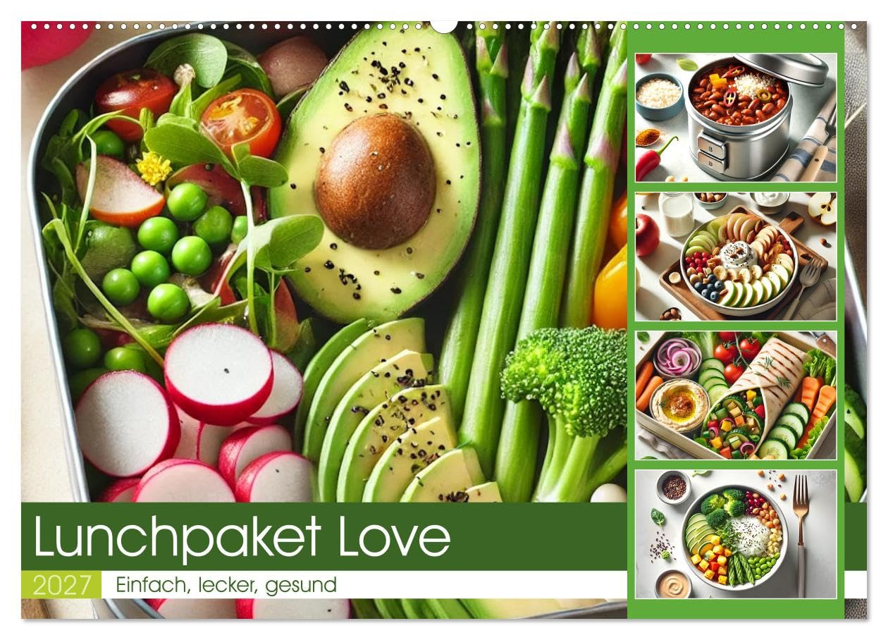 CALVENDO - Lunchpaket Love - Einfach, lecker, gesund (Wandkalender 2027 DIN A2 quer), Monatskalender: Ein Essenskalender speziell für das Büro