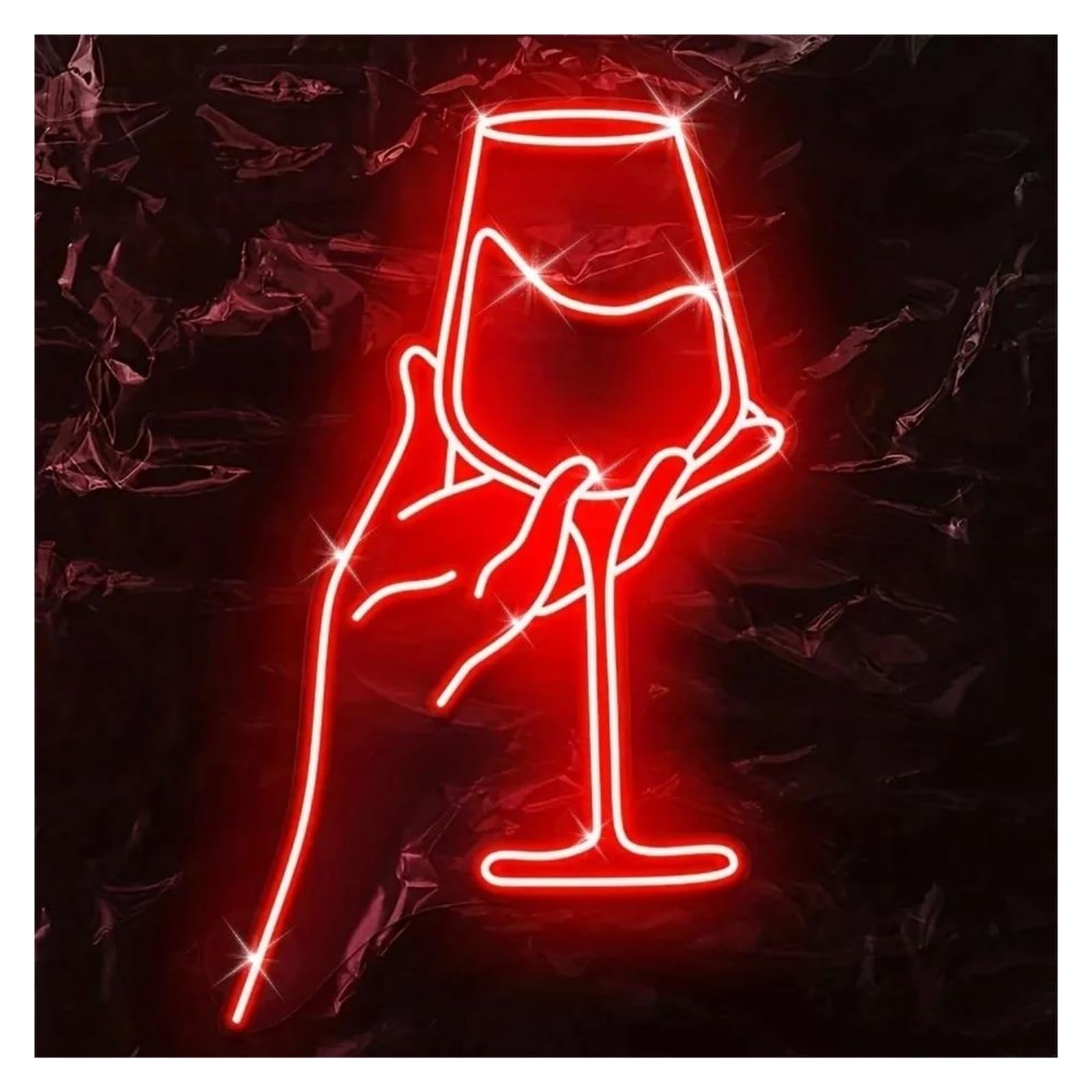 SHOUXI Sign Lamp Cheers Wine Glass Neon Sign Light USB Powered Brightness Adjustable Party Lamp Home Bar Bedroom Portable Wall Decor 26cmx42cm