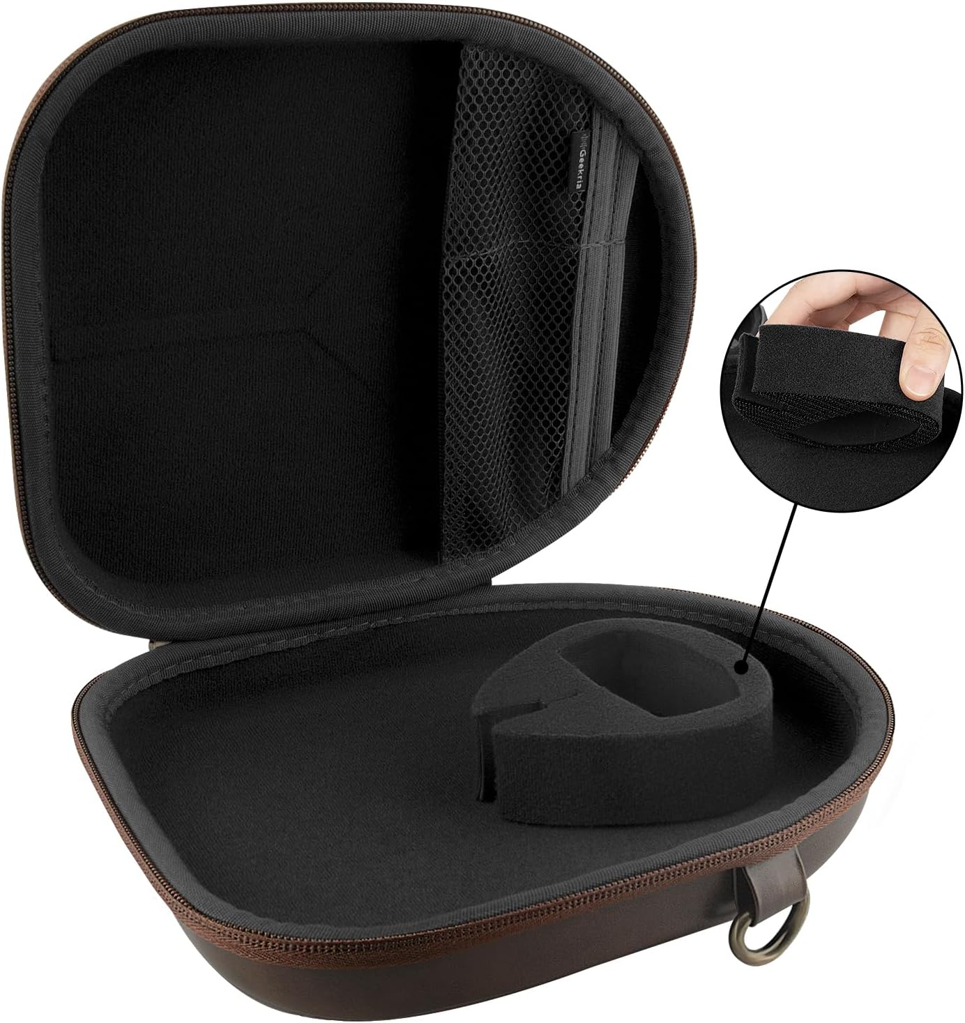 Geekria Shield Headphones Case for On-Ear/Over-Ear Headphones, Replacement Hard Shell Travel Carrying Bag with Cable Storage, Compatible with Soundcore Life Q20i, JBL TourONE M3 (Brown) - Image 2