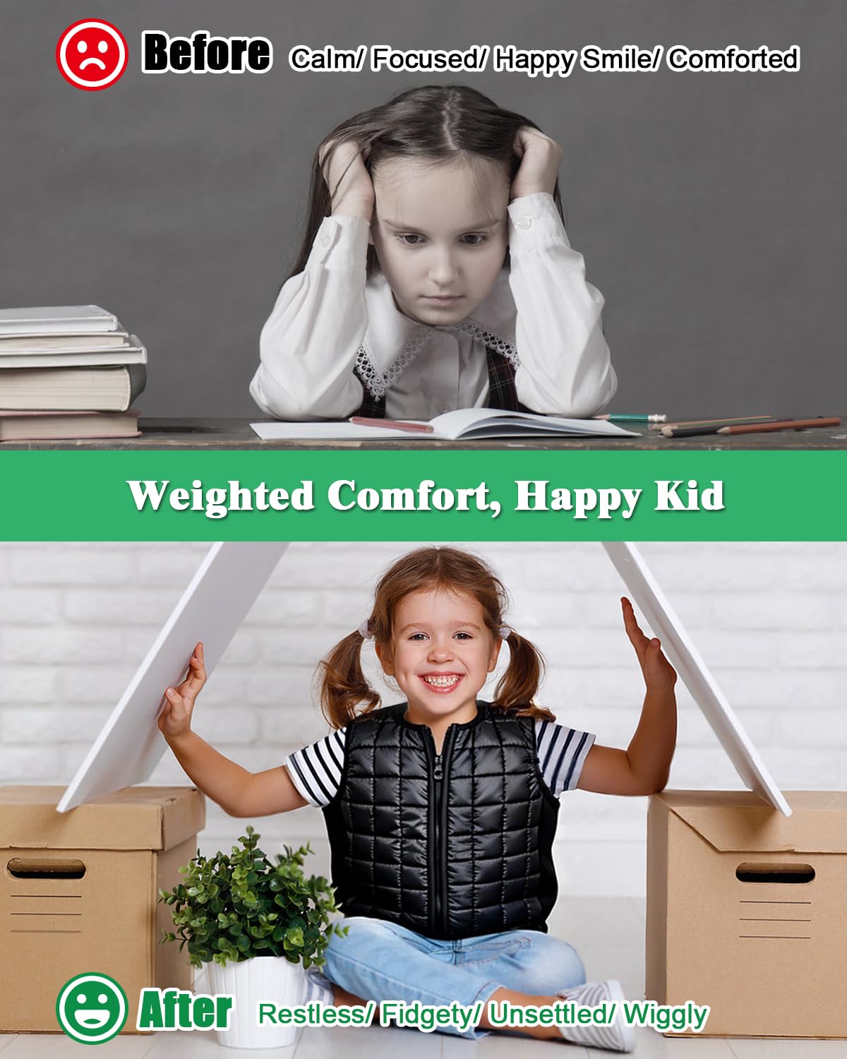 Gewichtsweste Kinder, Compression Vest for Kids, Gewichtsweste für Kinder mit sensorischen Bedürfnissen, Kompressionsweste für Kinder mit SDP, ADHS, ADD, Sensorischer Überlastung