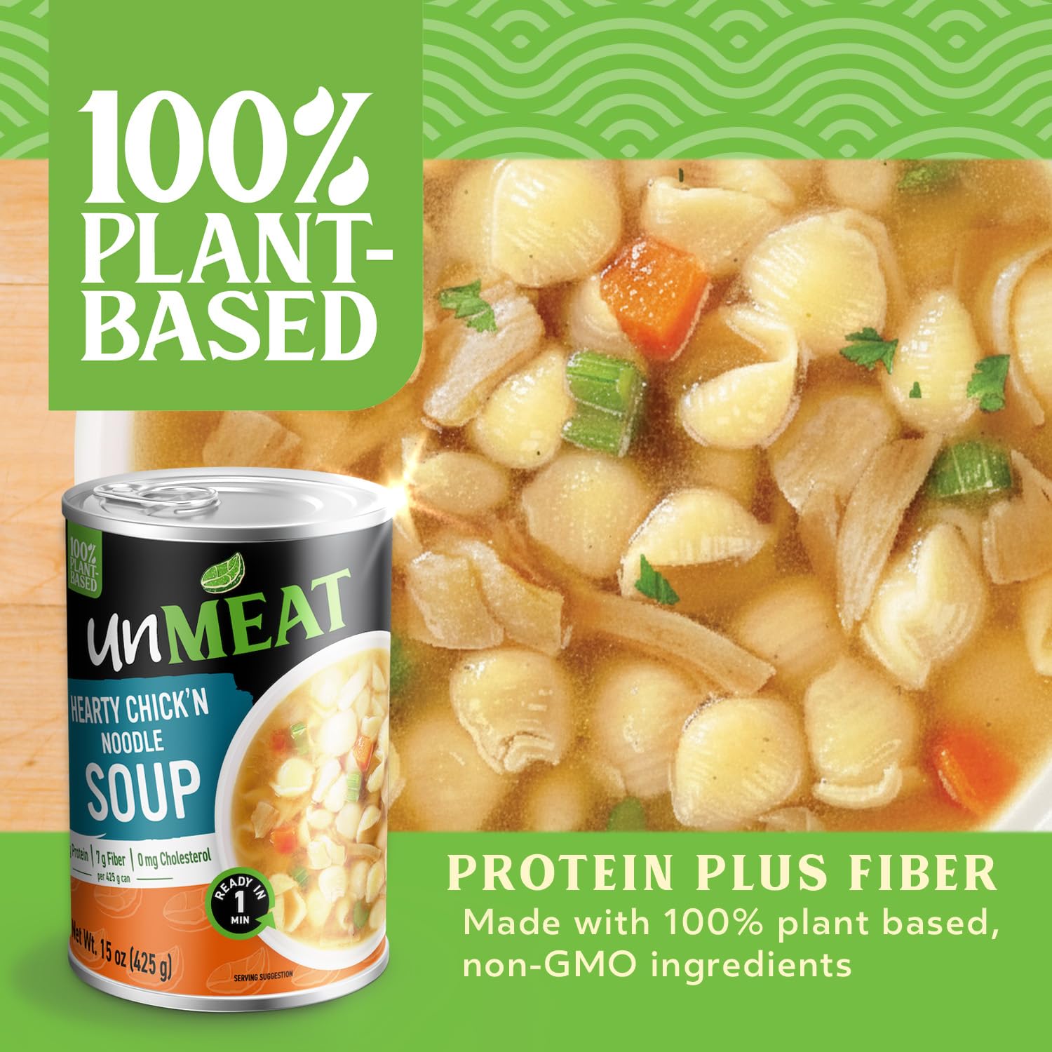 unMEAT Hearty Chick’n Noodle Plant-Based Soup, 15oz Can – Non-GMO, Vegan, High Protein, Ready to Eat, Comfort Food, 100% Plant-Based Healthy Soup (Pack of 12)