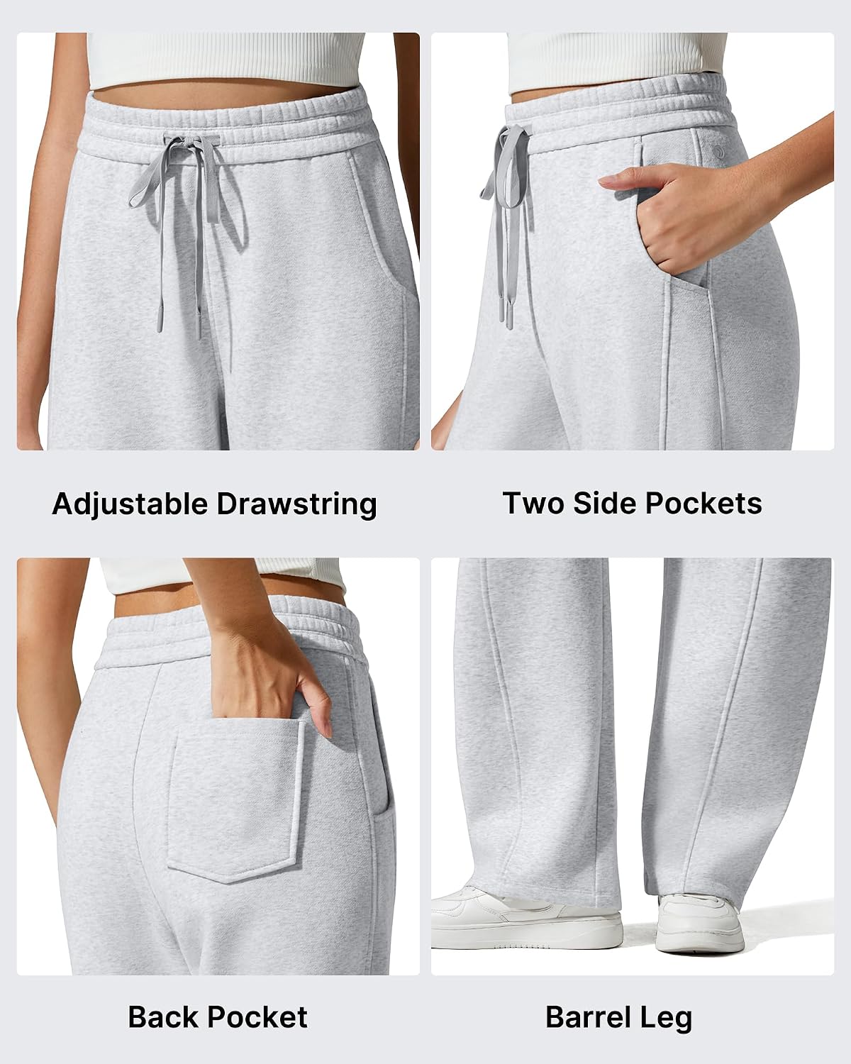 G4Free Flurrylux Fleece Lined Baggy Barrel Sweatpants Cotton Warm Wide Leg Pants with Pockets