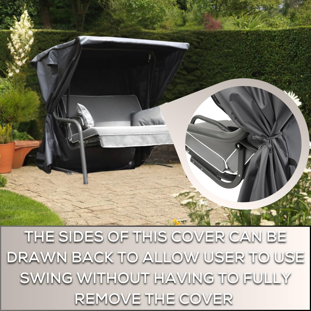 Barlborough Garden Swing Cover, Charcoal Grey, 2 Seater- Grey - Image 3
