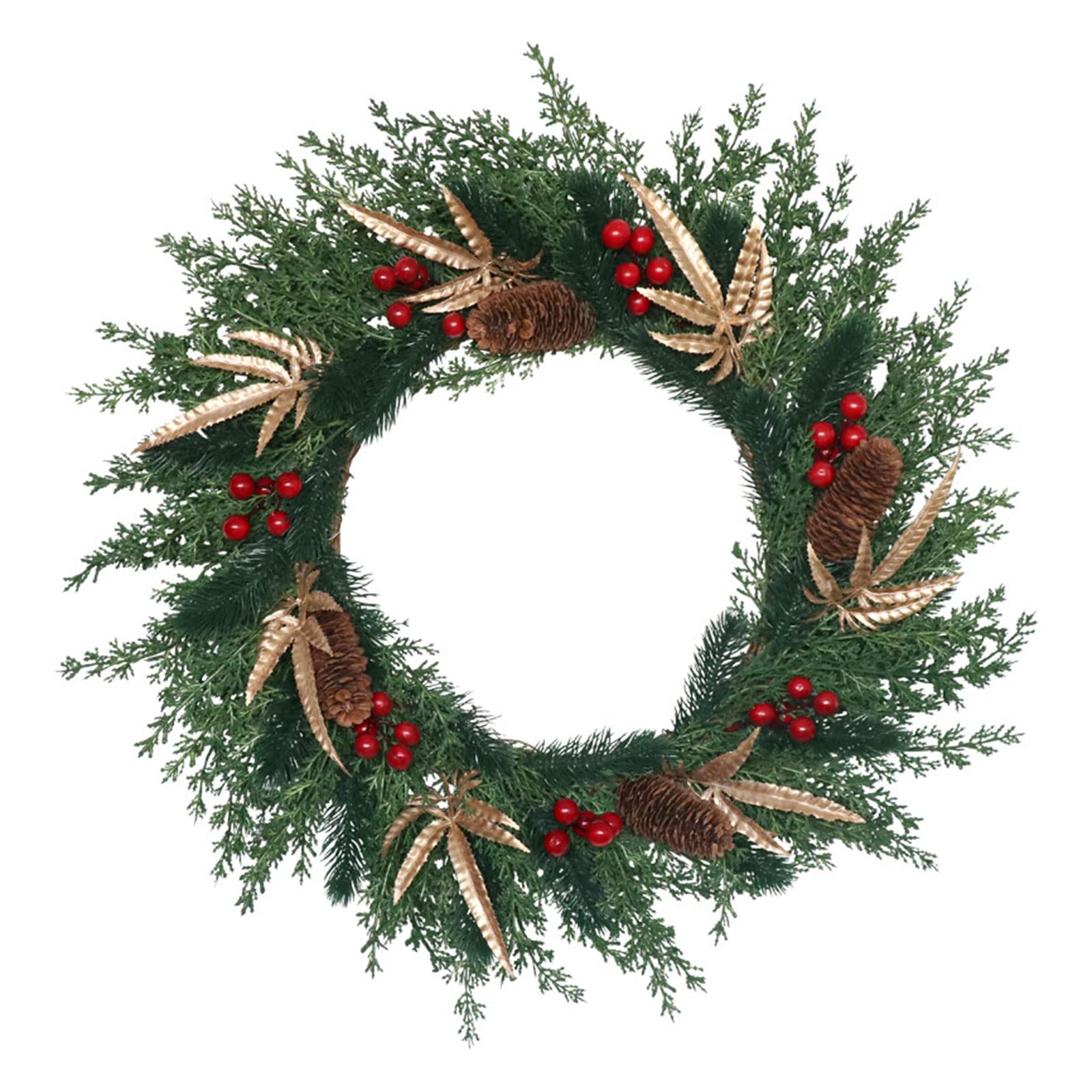 Kalttoy Christmas Pine Needle Pinecone Wreath Decorative Garland Pendant Ornament for Farmhouse Front Door Window Decorations Christmas Wreath