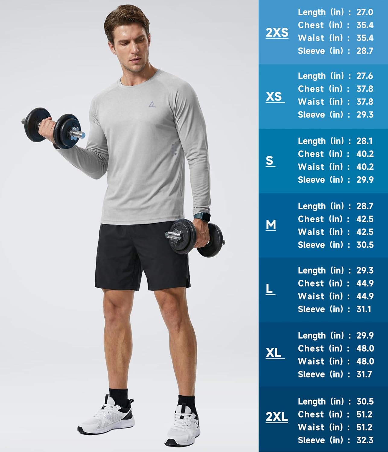 Mens UPF 50+ Long Sleeve Sun Shirts Uv Protection Fishing Rash Guard Dry Fit Moisture Wicking Tops Swim Workout 2 4 Pack