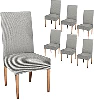 Vista 48 de TOMWISH Fundas para Sillas De Comedor 6, Fundas para sillas de comedor, pintura de arte abstracto, funda extraíble elástica de elastano para silla