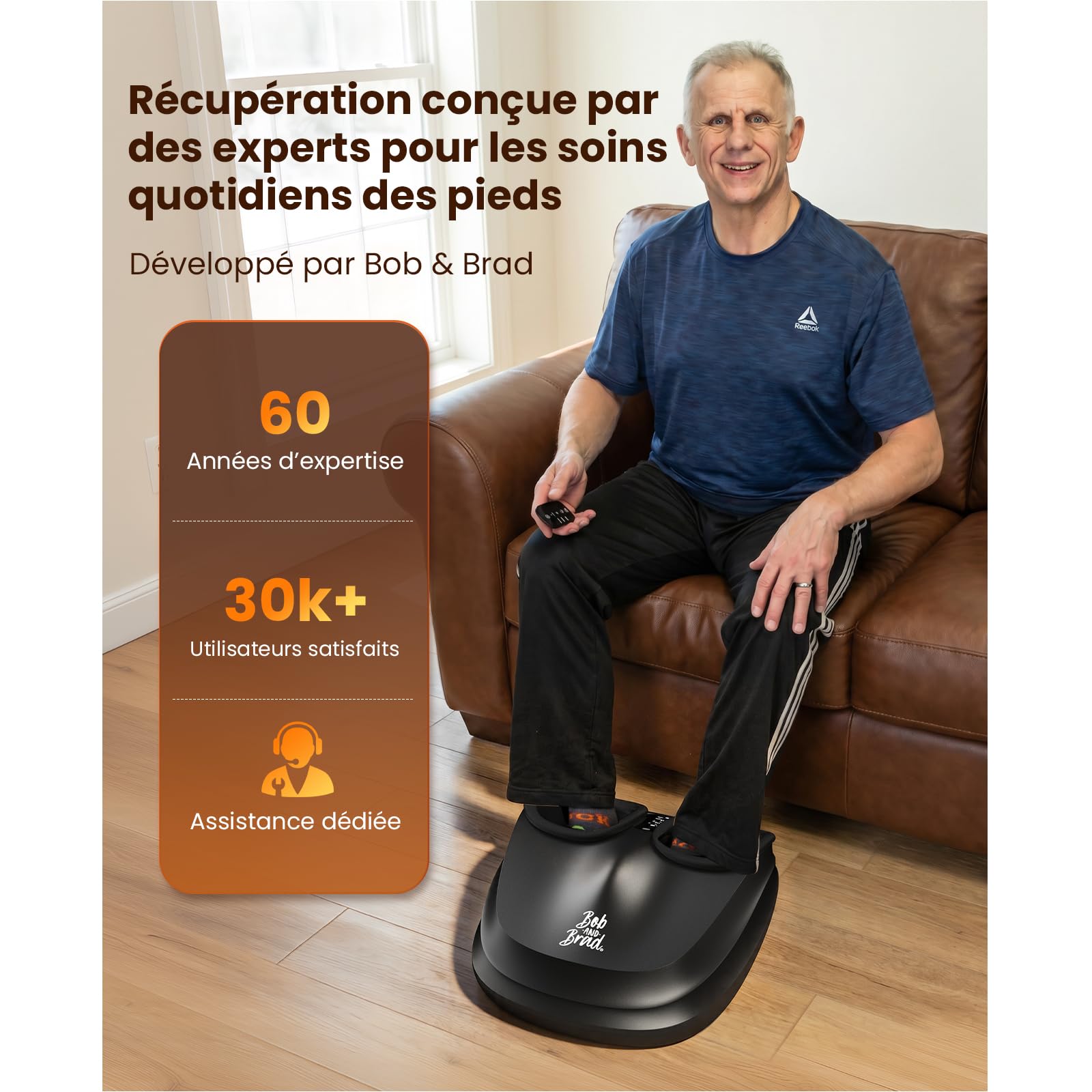 Bob and Brad Lite Masseur de Pieds Shiatsu avec Chaleur, Appareil Massage des Pieds à Pétrissage Profond pour Soulager la Fasciite Plantaire, et Détendre les Pieds Fatigués