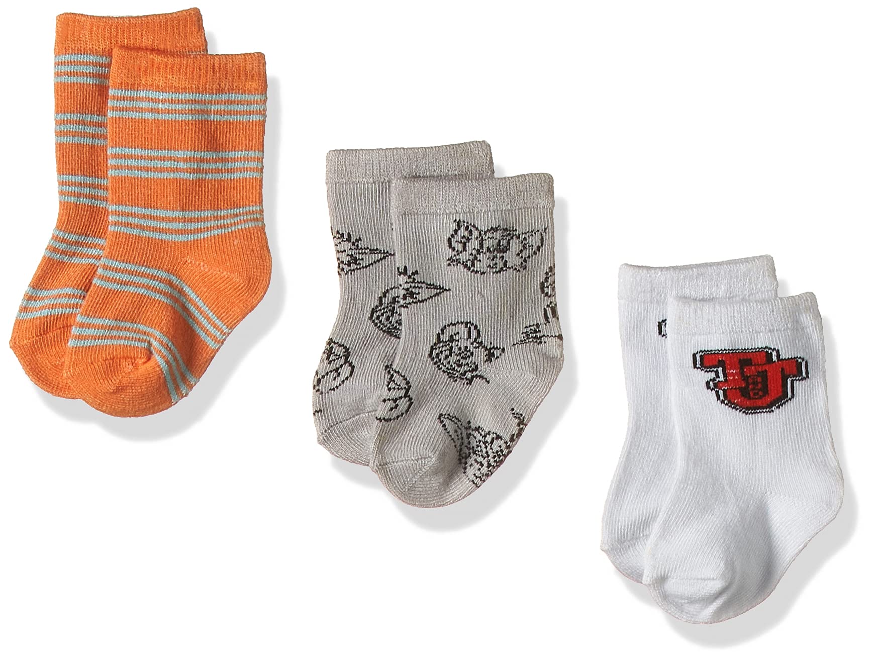 Tom & Jerry Bamboo Cotton Sock - Printed (Pack Of 3) - Grey/White/Orange 6-12M