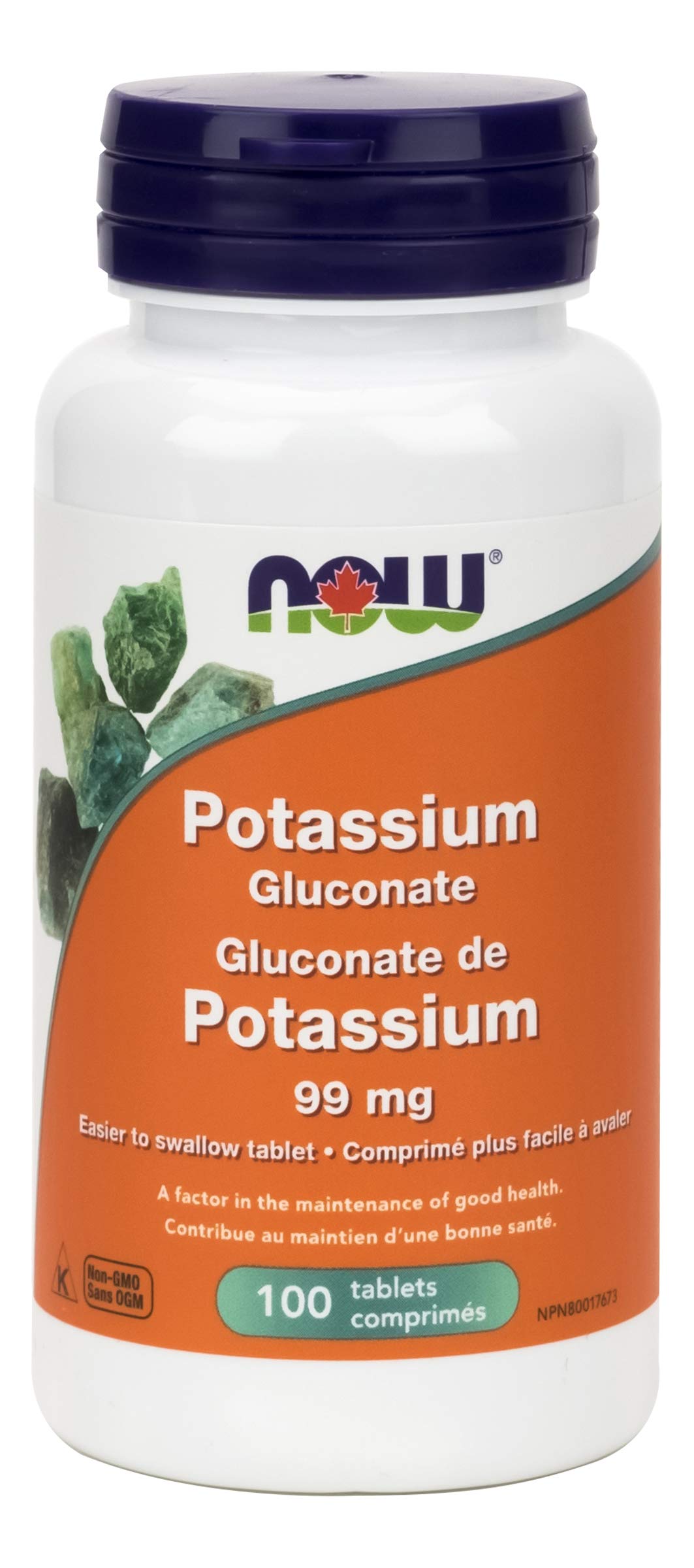 NOW Potassium Gluconate 99mg 100 Tablets, 50 g