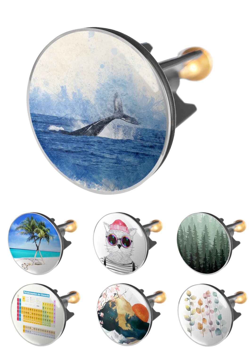 arteneur Eccentric Plug 40 mm Whale Fish - Stainless Steel & Brass Drain Plug with Extra Heavy Brass Screw | Universal Sink Plug for Standard Sinks