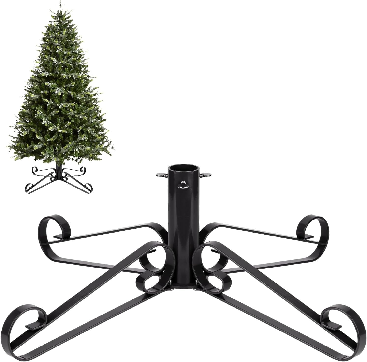Artificial Christmas Tree Stand for 4 to 8 Foot Tree Black Christmas Tree Holder for Indoor Outdoor Party Xmas Tree Decor Fits Up to 1.4" Xmas Tree Trunks