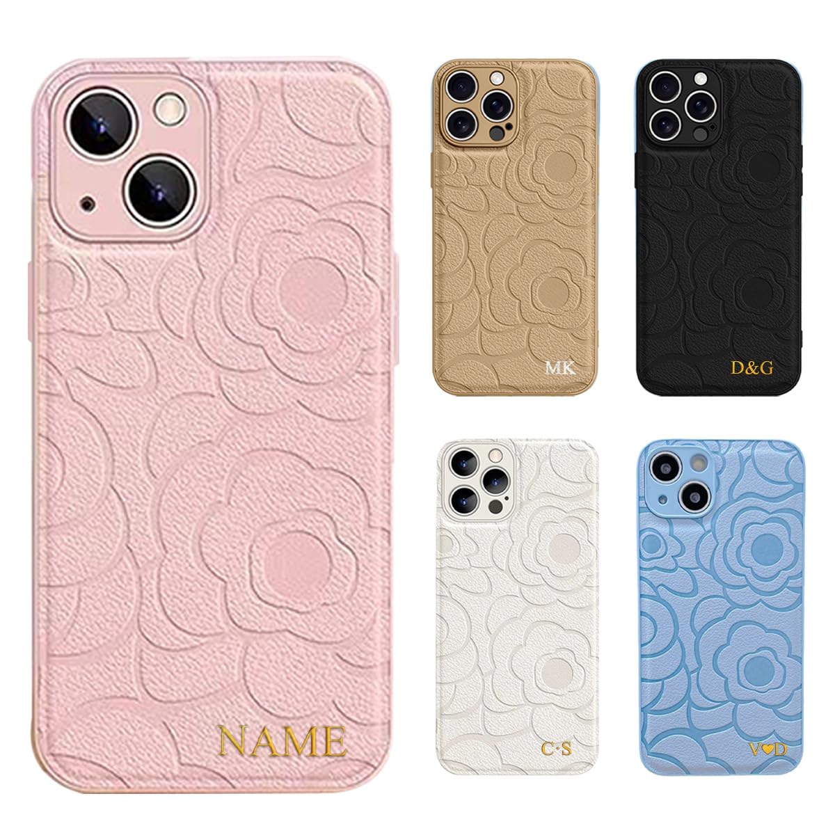 Personalized Initial Name Phone Case for iPhone 17 Pro Max Air 16 15 14 13 12 11 Plus Mini for Girls Women Custom Monogram Text Letters Embossing