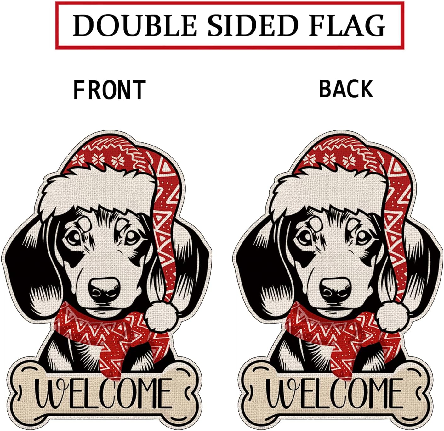 Christmas Dog Garden Flag Dachshund Welcome Garden Flags Double-Sided Flag for Seasonal Christmas Winter Farmhouse Yard Lawn Decoration Gifts 12x18 inches - Image 3