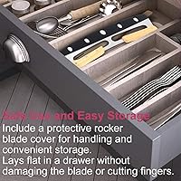 Vista 7 de Cortador de pizza, cortador de pizza, cuchillo de pizza de 14 pulgadas con asas de madera y cubierta de plástico, accesorios para pizza, cuchillo