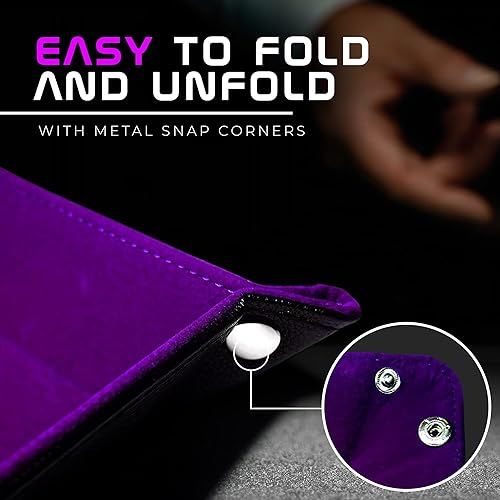 Miniatura 4 de Bandeja de dados  Bandeja de terciopelo morado para dados de AKO Dice  para juegos de rol, DND y otros juegos de dados.