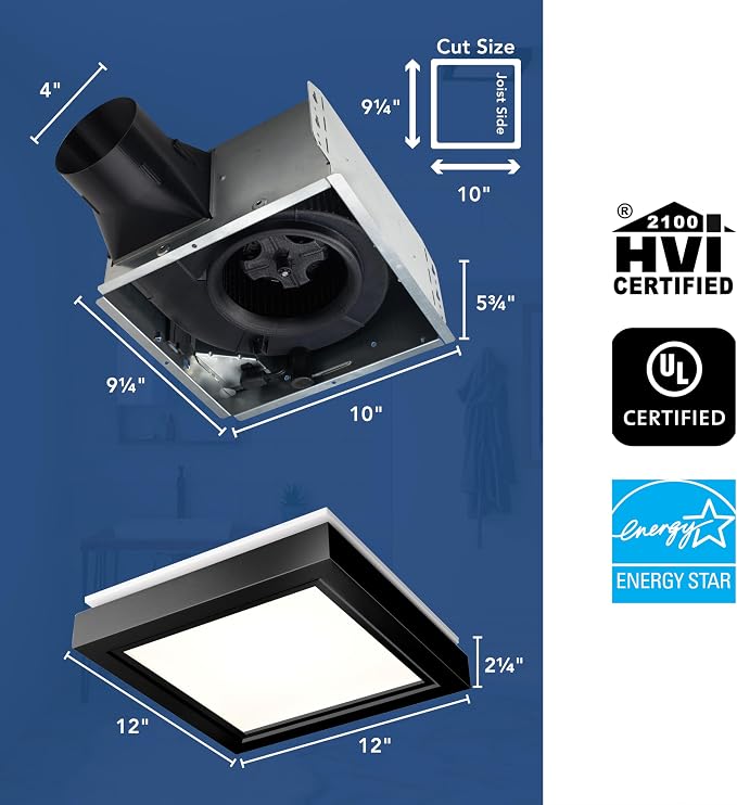Extractor de baño decorativo Broan-NuTone 110 CFM con luz LED miniatura 2