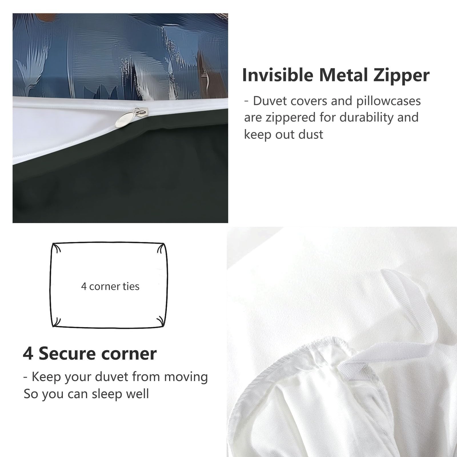 Juego de funda nórdica con estampado Sencillo Pintura Al óleo águila Calva para adultos, adolescentes De Microfibra con Cremallera Gris Funda nórdica Lavable - 230 x 220 cm Ropa de cama