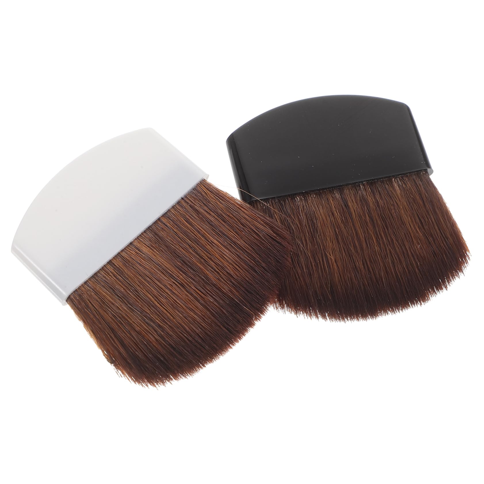 Pennello Blush Professionale 2pezzi in Plastico e Horsehair, Morbido e Non Facile da Cadere, per Trucco Viso e Fondotinta, Colori Bianco e Nero