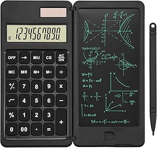 EooCoo Basic Calculator with Notepad,10-Digit Large Display Office Desk Calcultors with Erasable Writing Table,Support Solar and Battery,Multi-Function Portable Calculator for Office, School and Home